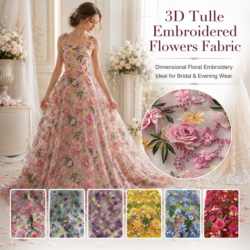 Tissu en tulle brodé floral 3D - Wedding Floral Supply avis et prix